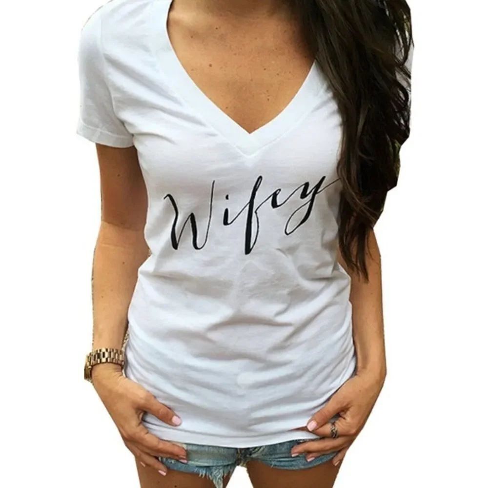 ✨V-Neck Letter Print T-Shirt✨